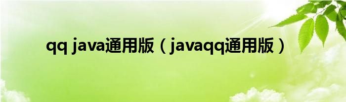 qq java通用版（javaqq通用版）