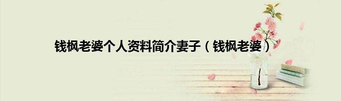 钱枫老婆个人资料简介妻子（钱枫老婆）