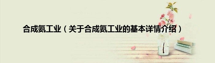 合成氨工业（关于合成氨工业的基本详情介绍）